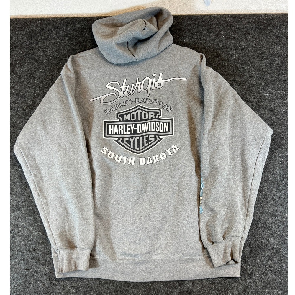 Harley Davidson Sturgis 2012 Black Hills Rally Hoodie Mens M Gray Full Zip Motor